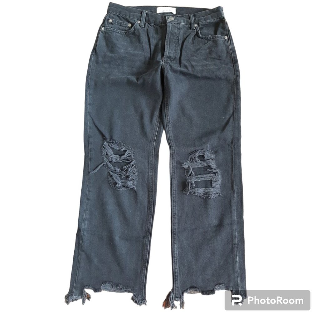 Free People Maggie Mid Rise Straight leg Women's Jeans, Washed Black,, Size 26,